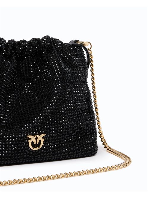 Borsa secchiello a spalla in tessuto full strass con fiore PINKO | 107678A2WF/Z99Y